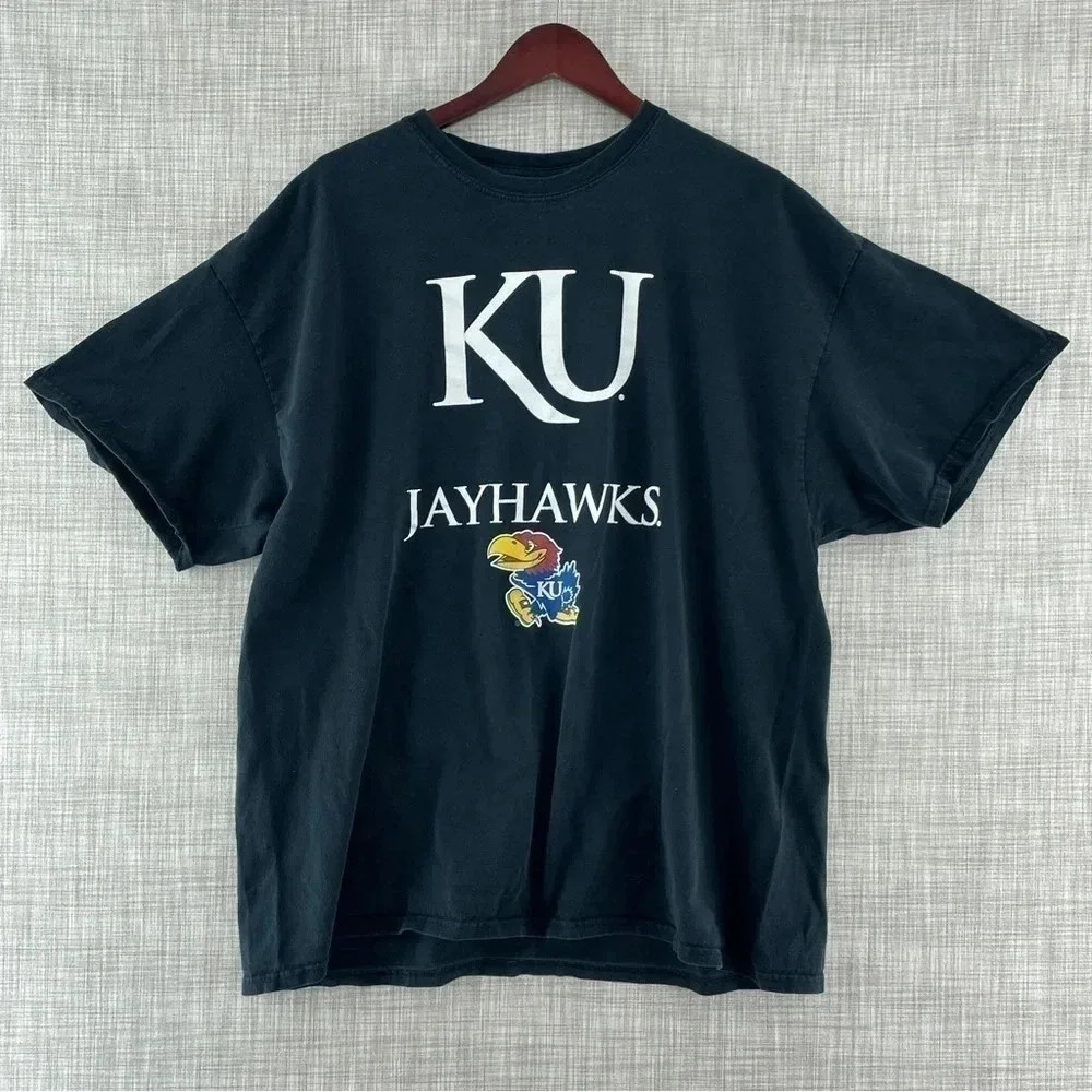 Y2K KU Jayhawks MV Sport tag short sleeve t shirt men's XXL  9086/b